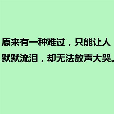 原来有一种难过，只能让人默默流泪，却无法放声大哭